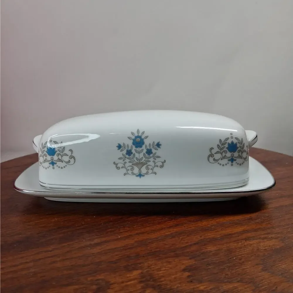 Noritake Octavia Pattern Butter Dish with Lid Vintage Floral Porcelain Floral